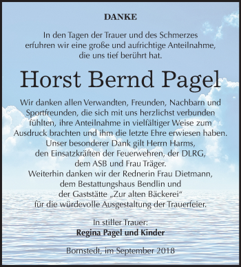 Traueranzeige von Horst Bernd Pagel von Mitteldeutsche Zeitung