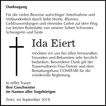 Traueranzeige von Ida Eiert von Mitteldeutsche Zeitung