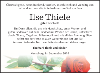 Traueranzeige von Ilse Thiele von WVG - Wochenspiegel Merseburg