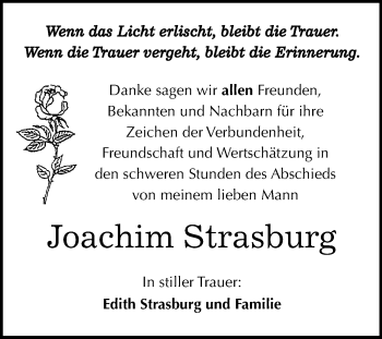 Traueranzeige von Joachim Strasburg von Mitteldeutsche Zeitung Bitterfeld