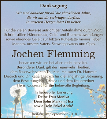 Traueranzeige von Jochen Flemming von Super Sonntag Zeitz