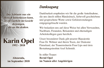 Traueranzeige von Karin Opel von WVG - Wochenspiegel NMB / WSF / ZTZ