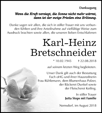 Traueranzeige von Karl-Heinz Bretschneider von Mitteldeutsche Zeitung Merseburg/Querfurt