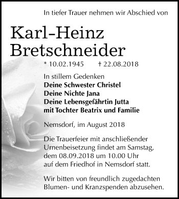 Traueranzeige von Karl-Heinz Bretschneider von Mitteldeutsche Zeitung Merseburg/Querfurt