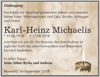 Traueranzeige von Karl-Heinz Michaelis von Mitteldeutsche Zeitung