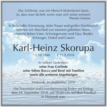 Traueranzeige von Karl-Heinz Skorupa von Mitteldeutsche Zeitung