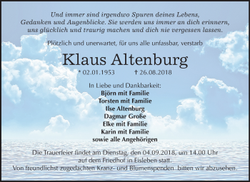 Traueranzeige von Klaus Altenburg von Mitteldeutsche Zeitung