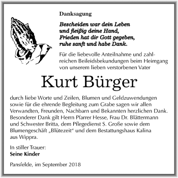 Traueranzeige von Kurt Bürger von Mitteldeutsche Zeitung
