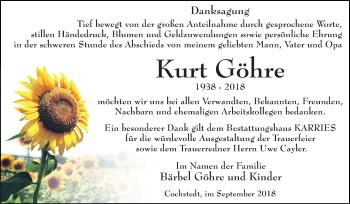 Traueranzeige von Kurt Göhre von Mitteldeutsche Zeitung Aschersleben