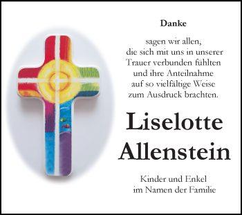 Traueranzeige von Liselotte Allenstein von Mitteldeutsche Zeitung Bitterfeld