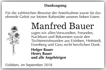Traueranzeige von Manfred Bauer von Mitteldeutsche Zeitung
