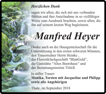 Traueranzeige von Manfred Heyer von Mitteldeutsche Zeitung Quedlinburg