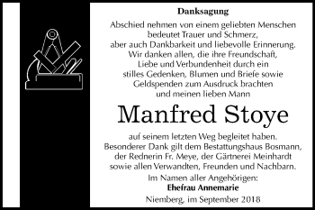 Traueranzeige von Manfred Stoye von Mitteldeutsche Zeitung Halle/Saalkreis