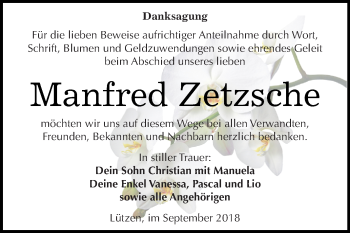 Traueranzeige von Manfred Zetzsche von WVG - Wochenspiegel Merseburg