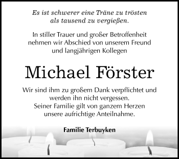 Traueranzeige von Michael Förster von Mitteldeutsche Zeitung