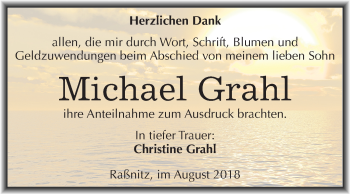Traueranzeige von Michael Grahl von Mitteldeutsche Zeitung Merseburg/Querfurt