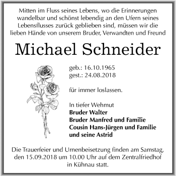 Traueranzeige von Michael Schneider von Mitteldeutsche Zeitung Dessau-Roßlau