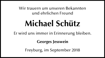 Traueranzeige von Michael Schütz von Mitteldeutsche Zeitung