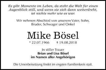 Traueranzeige von Mike Bösel von Mitteldeutsche Zeitung