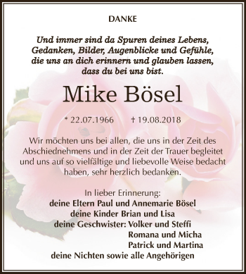 Traueranzeige von Mike Bösel von Super Sonntag SGH Mansf. Land