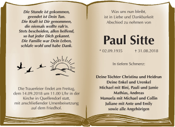 Traueranzeige von Paul Sitte von Mitteldeutsche Zeitung Köthen