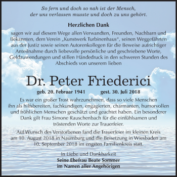 Traueranzeige von Peter Friederici von Mitteldeutsche Zeitung