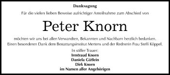 Traueranzeige von Peter Knorn von Mitteldeutsche Zeitung