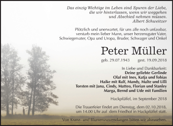 Traueranzeige von Peter Müller von Mitteldeutsche Zeitung