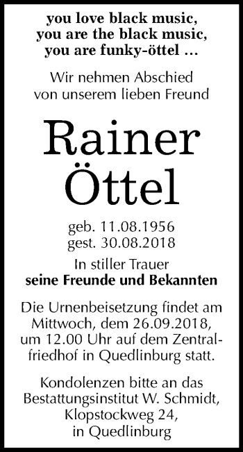 Traueranzeige von Rainer Öttel von Mitteldeutsche Zeitung