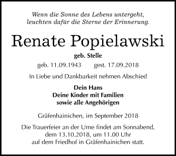 Traueranzeige von Renate Popielawski von Mitteldeutsche Zeitung