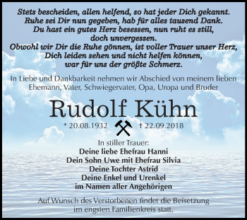 Traueranzeige von Rudolf Kühn von Mitteldeutsche Zeitung