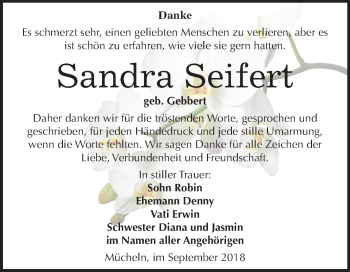 Traueranzeige von Sandra Seifert von Mitteldeutsche Zeitung Merseburg/Querfurt