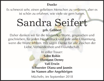 Traueranzeige von Sandra Seifert von WVG - Wochenspiegel Merseburg