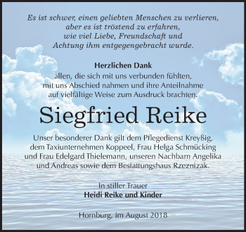 Traueranzeige von Siegfried Reike von Mitteldeutsche Zeitung