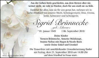Traueranzeige von Sigrid Brünnecke von Mitteldeutsche Zeitung
