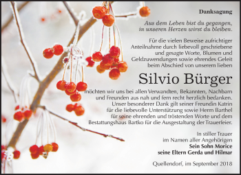 Traueranzeige von Silvio Bürger von Mitteldeutsche Zeitung