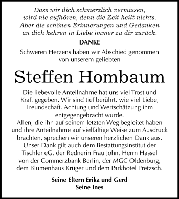 Traueranzeige von Steffen Hornbaum von Mitteldeutsche Zeitung