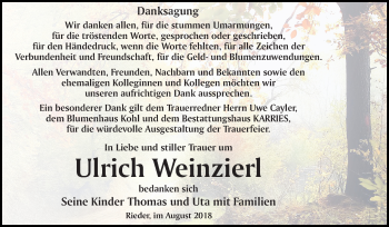 Traueranzeige von Ulrich Weinzierl von Mitteldeutsche Zeitung Quedlinburg