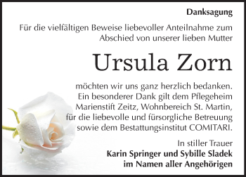 Traueranzeige von Ursula Zorn von Mitteldeutsche Zeitung
