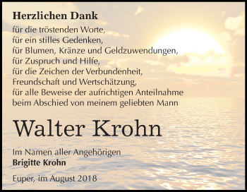 Traueranzeige von Walter Krohn von Mitteldeutsche Zeitung
