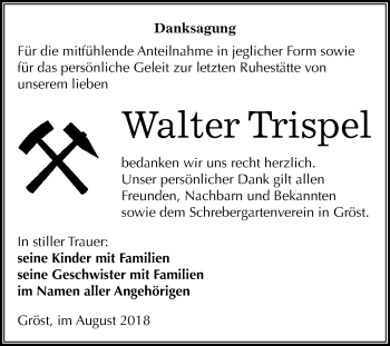 Traueranzeige von Walter Trispel von Mitteldeutsche Zeitung Merseburg/Querfurt