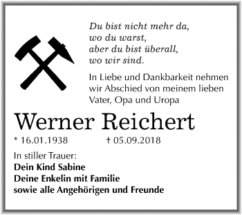 Traueranzeige von Werner Reichert von Mitteldeutsche Zeitung