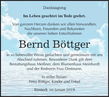 Traueranzeige von Bernd Böttger von Mitteldeutsche Zeitung