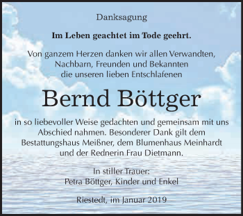 Traueranzeige von Bernd Böttger von Super Sonntag SGH Mansf. Land