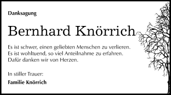 Traueranzeige von Bernhard Knörrich von Mitteldeutsche Zeitung