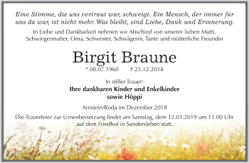 Traueranzeige von Birgit Braune von Mitteldeutsche Zeitung