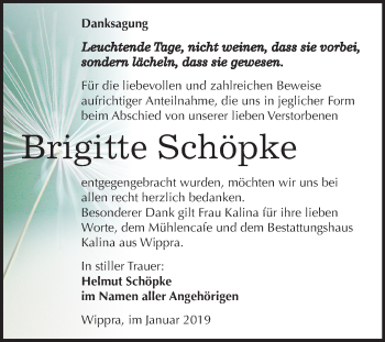 Traueranzeige von Brigitte Schöpke von Mitteldeutsche Zeitung