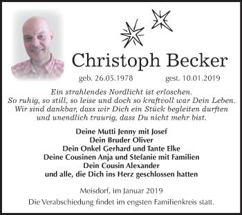 Traueranzeige von Christoph Becker von Mitteldeutsche Zeitung Quedlinburg