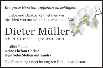 Traueranzeige von Dieter Müller von Mitteldeutsche Zeitung