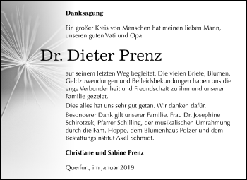 Traueranzeige von Dieter Prenz von Mitteldeutsche Zeitung Merseburg/Querfurt
